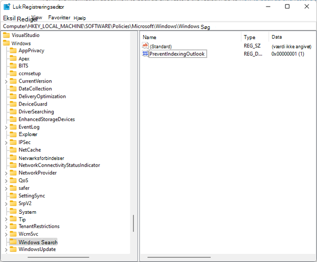 regedit windows søgning