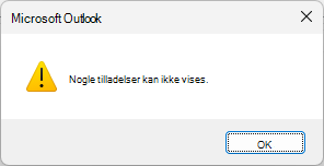 Fejl i tilladelser til Outlook Shared Calendar