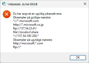 Jokertegn for websteder, der er tillid til