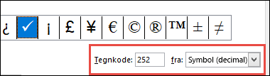 Fra-feltet angiver, at dette er et ASCII-symbol