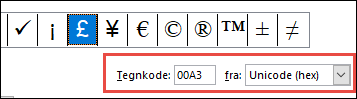 Feltet Fra fortæller dig, at dette er et Unicode-symbol