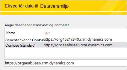 Angiv Dataverse-URL-adressen