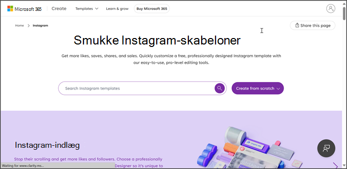 Søgeresultater for Instagram-skabeloner.