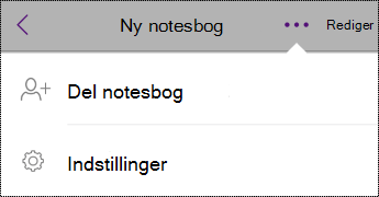 Knappen Indstillinger i Notesbøger på iPhone.