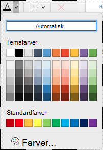 Skriftfarve rullemenu i OneNote til Mac.