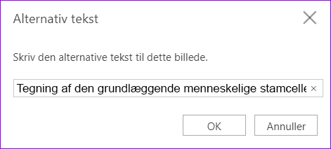 Dialogboksen Alternativ tekst til OneNote på internettet