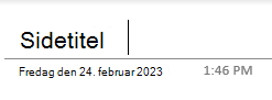 Tekstfelterne for sidetitlen på en side i OneNote til Windows 10.