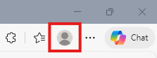 Skærmbillede, der viser profilikonet i Microsoft Edge