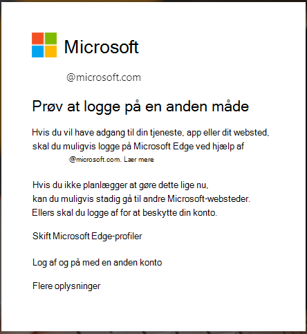 Meddelelse, der vises, når der kræves logon til Microsoft Edge-browseren
