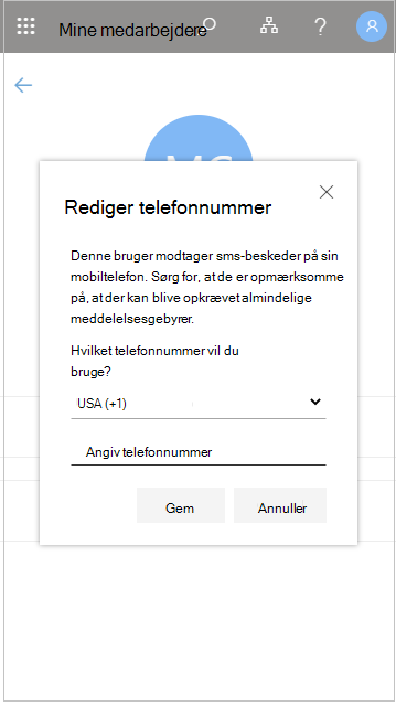 Rediger en medarbejders telefonnummer i Mit personale