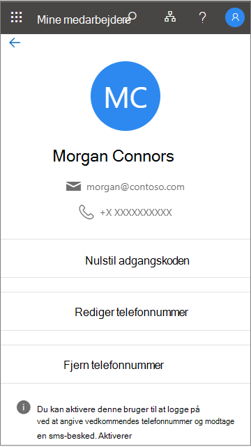 Se meddelelsen, når telefonlogon understøttes på en placering i Mit personale