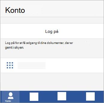 Log på med din Microsoft-konto eller Office 365-arbejds- eller skolekonto.