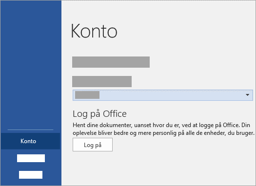 Log på med din Microsoft-konto eller Office 365-arbejds- eller skolekonto.