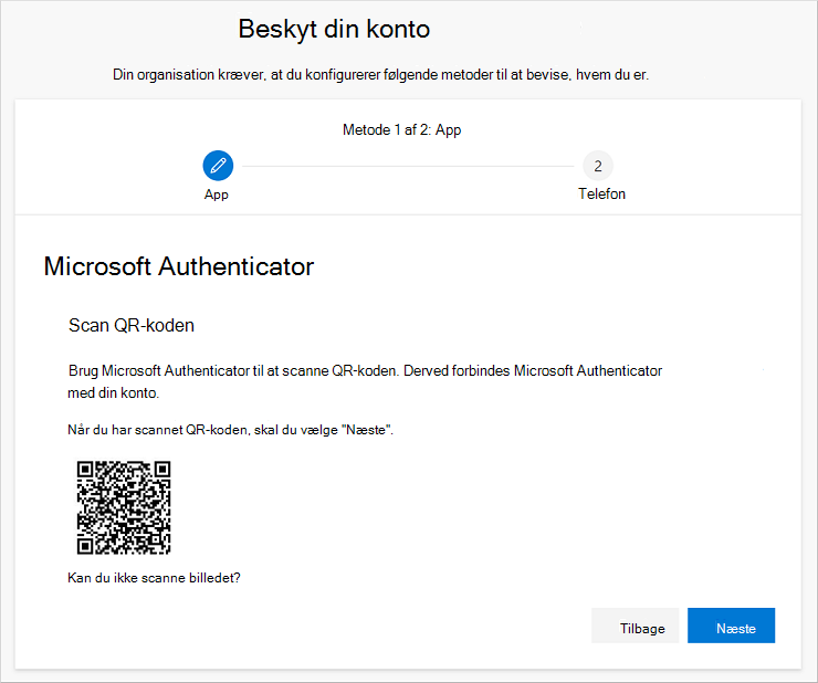 Scan QR-koden ved hjælp af Authenticator-appen