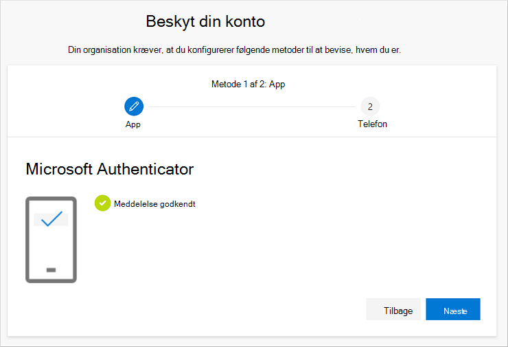 Meddelelse om succes, oprettelse af forbindelse mellem appen og din konto