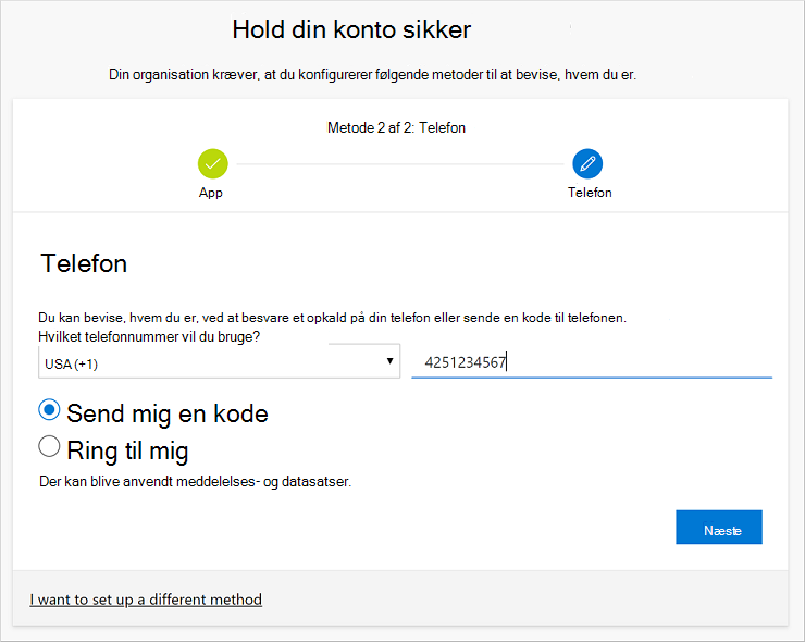 Begynd at konfigurere dit telefonnummer til sms-beskeder