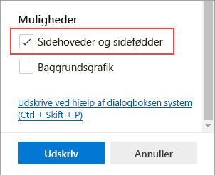 Vælg Sidehoveder og sidefødder