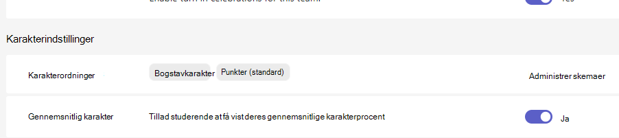 Indstillinger for karaktergivning