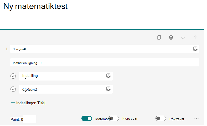 Skærmbillede af matematikparameter.