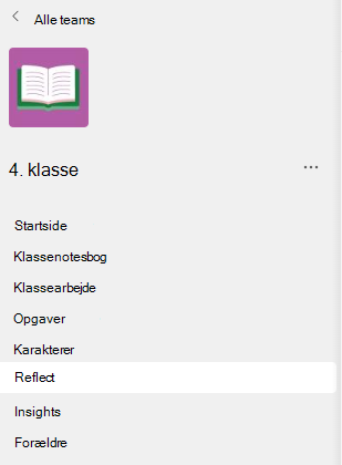 Skærmbillede af menuen Refelct.