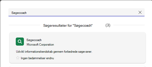 Skærmbillede, der viser Søgecoach.