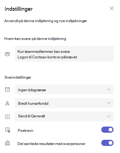 Skærmbillede af indstillinger.