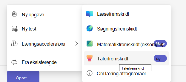 Skærmbillede af Talerfremskridt.