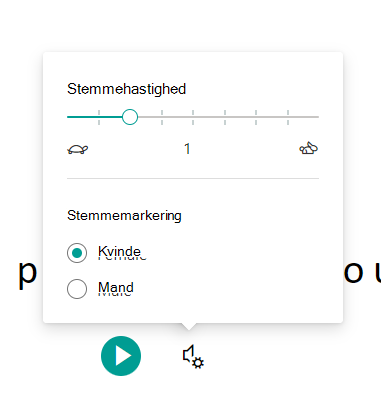 Skærmbillede af stemmeindstillinger.