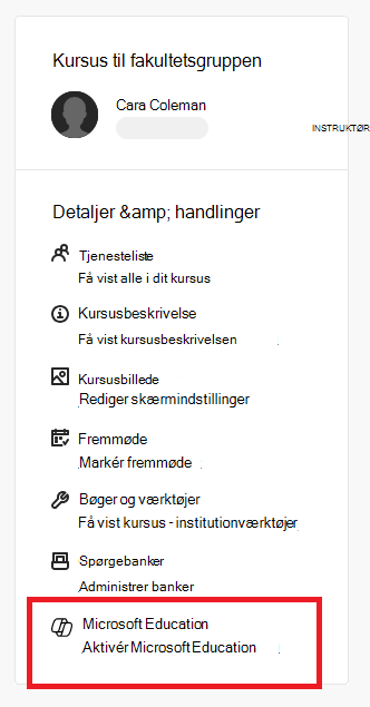 Bøger og værktøjer aktiverer Microsoft Education-element
