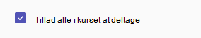 Alle i kurset kan deltage i afkrydsningsfeltet