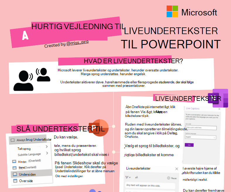 Skærmbillede af liveundertekster.