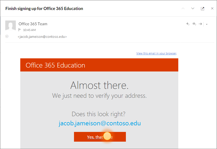 Skærmbillede af den endelige godkendelse til Office 365-logon.