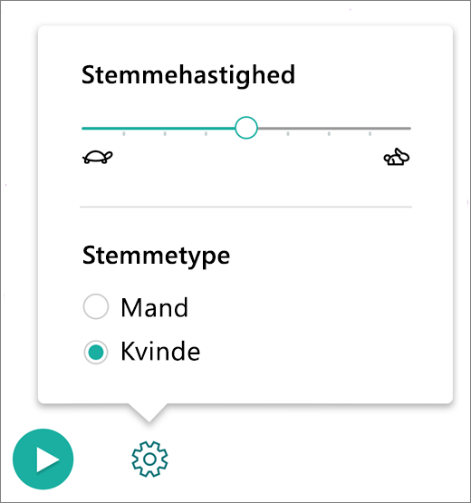 Skærmbillede af stemmeindstillinger.