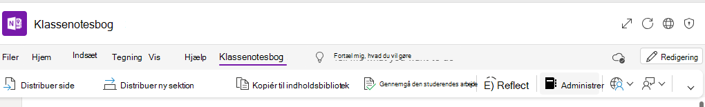 Skærmbillede af administrer notesbøger.