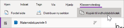 Vælg Kopiér til indholdsbibliotek.