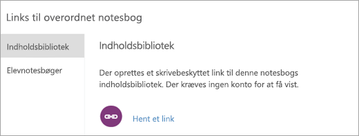 Opret links til indholdsbiblioteket for forældre og værger ved at vælge