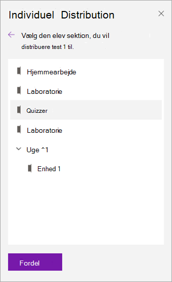 Vælg en notesbogsektion.