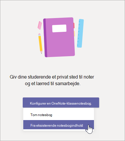 Opret en holdnotesbog fra eksisterende notesbogindhold.