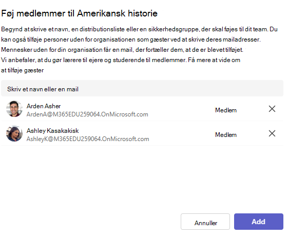 Skærmbillede af tilføj.