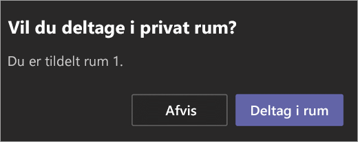 Invitation til at deltage i et Breakout Room.