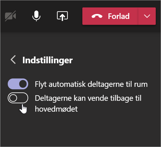 Indstillinger for private rum i Teams