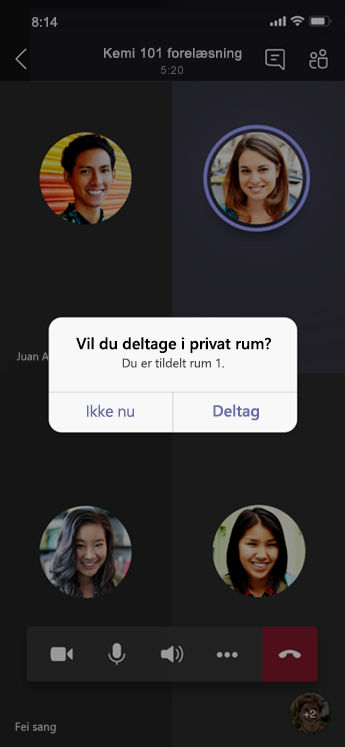 Deltag i Breakout Room-dialog på mobil.