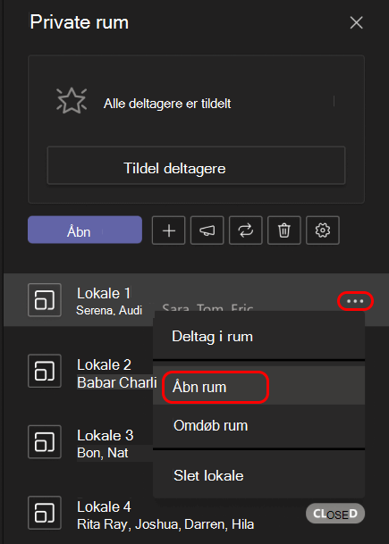 Billede, der viser, hvordan du åbner et enkelt privat rum.