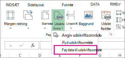 Føje til udskriftsområde