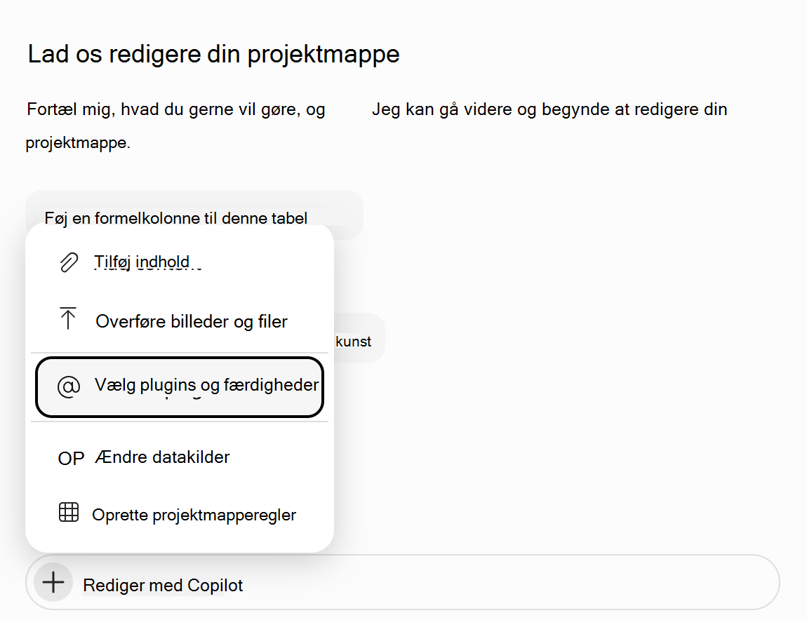 Skærmbillede af menuen 