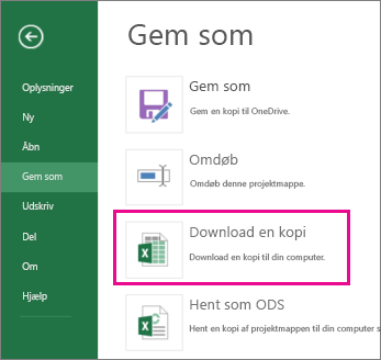 Downloade en kopi af en projektmappe