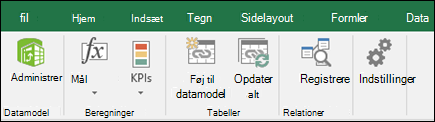 Power Pivot-menu på Excel-båndet