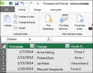 Power Pivot-tabelvisning