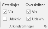 Indstillinger > for sidelayoutark > Udskriv overskrifter