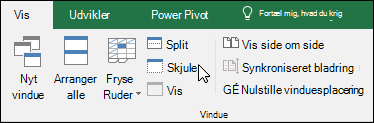 Skjul eller få vist en projektmappe fra Vis > Windows > Skjul/Vis.